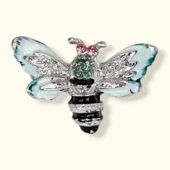 (2/$20) Vintage Rhinestone Bee Brooch - Picture 1 of 6